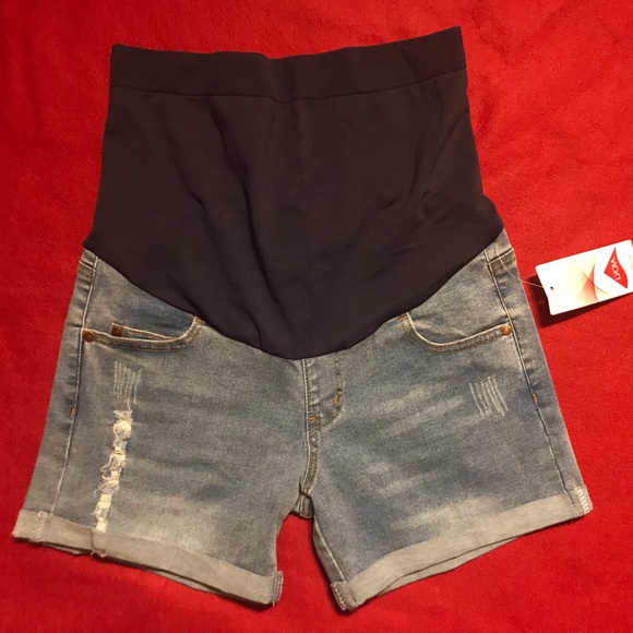 NWT Maternity Jean Shorts With Belly Panel - Picture 10 of 15